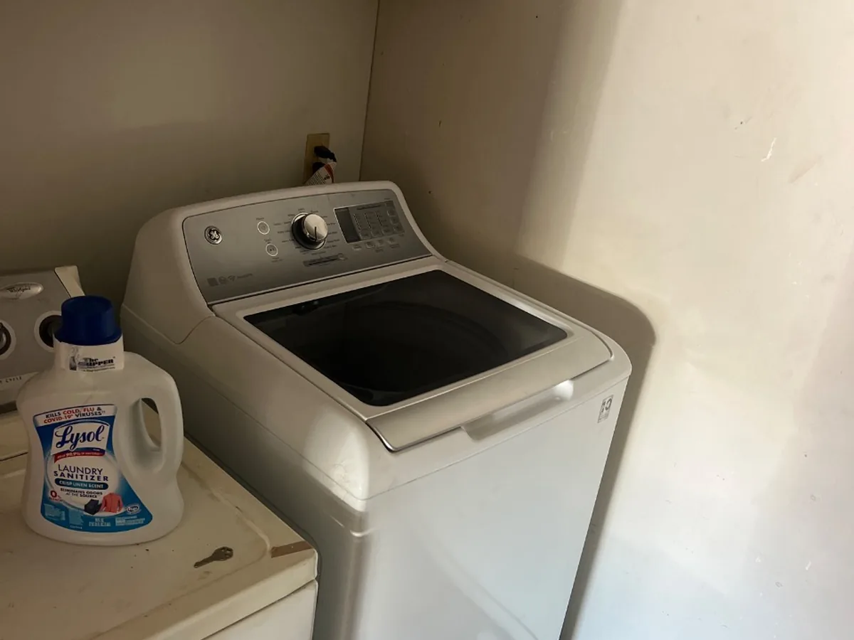 Washing machine installed and hooked up during an appliance service call in Georgetown, TX